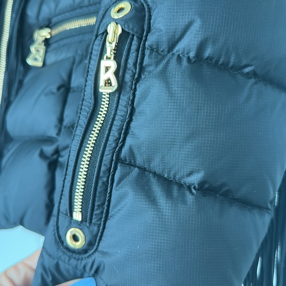 Bogner black ski jacket with lamb fur removable collar and suede fringe XS $2200 - Picture 5 of 16